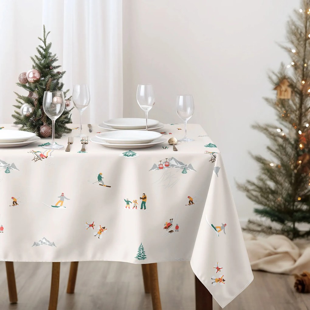 Goldea szögletes terítő 100% pamutvászon - téli örömök 120 x 160 cm