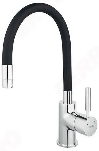 Ferro mosogató - készlet gránit mosogató + flexi csaptelep Ferro Zumba BZA4B, 1 kamrás 780x480 mm, grafit fényes, DRGM48 / 78HA-SET1-PL