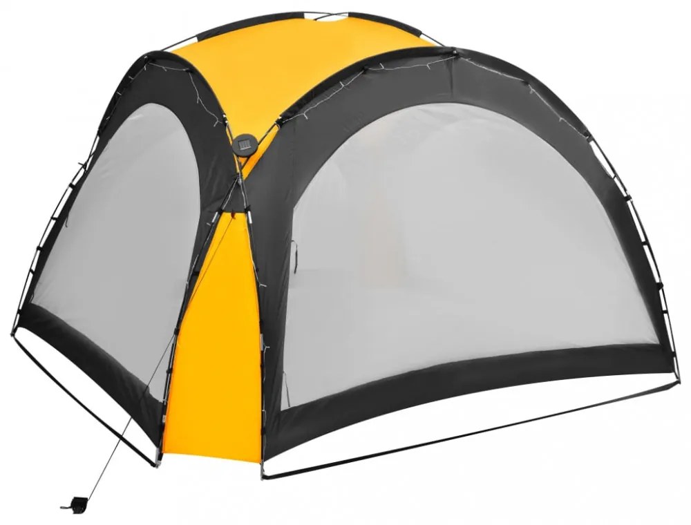 sárga rendezvénysátor LED-del és 4 oldalfallal 3,6x3,6x2,3 m