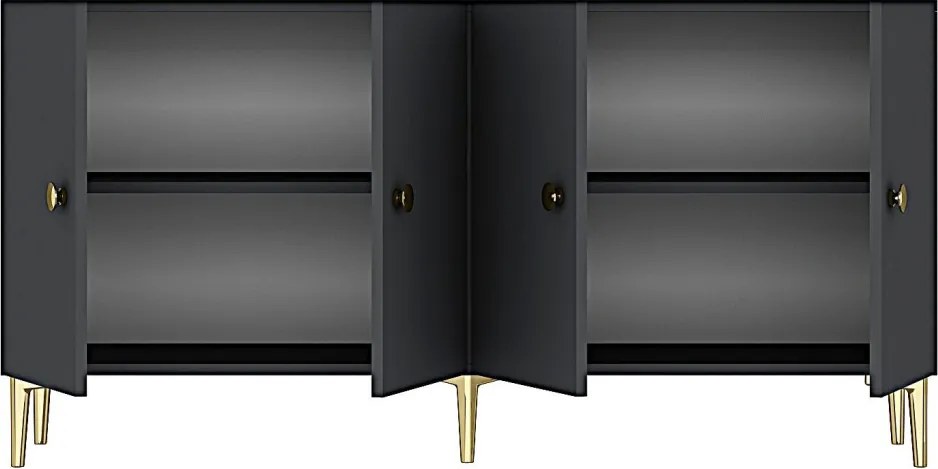 Simple komód, antracit-arany, 150 cm