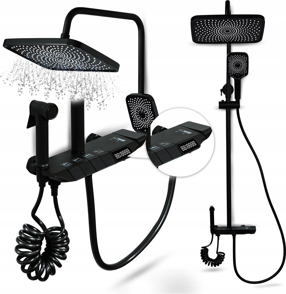 Zuhanyszett Zuhanyoszlop Csaptelep Termosztát Esőztető 4in1