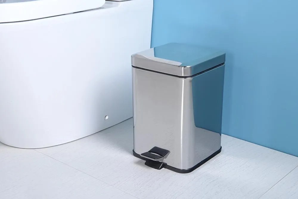 Aqualine Aqualine, SIMPLE LINE kerek szemeteskuka 5l, polírozott rozsdamentes acél, 27105