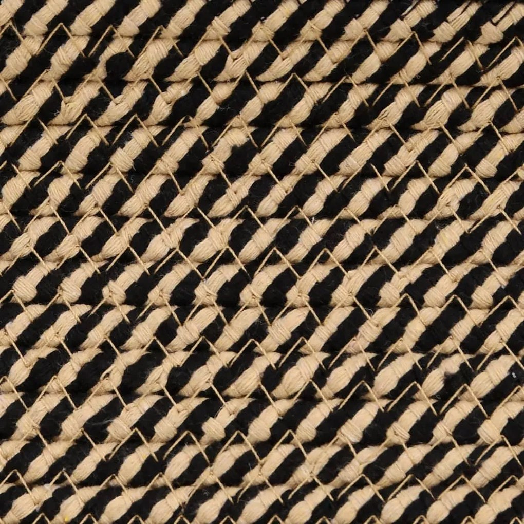 fekete-bézs pamut tárolókosár fedéllel Ø37 x 50 cm