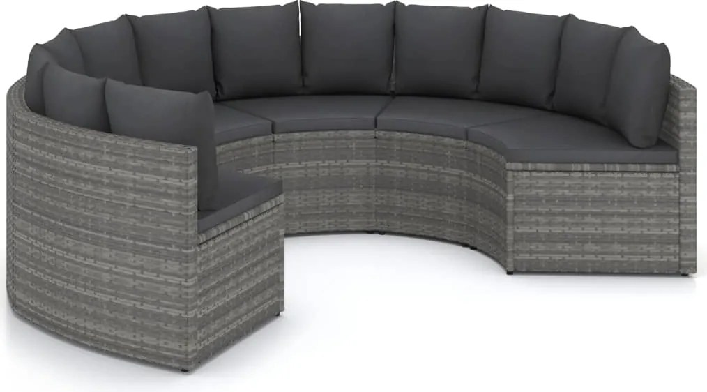 vidaXL 6 részes szürke polyrattan kerti kanapészett párnákkal