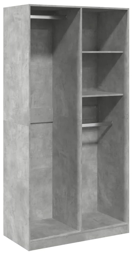 betonszürke szerelt fa ruhásszekrény 100 x 50 x 200 cm