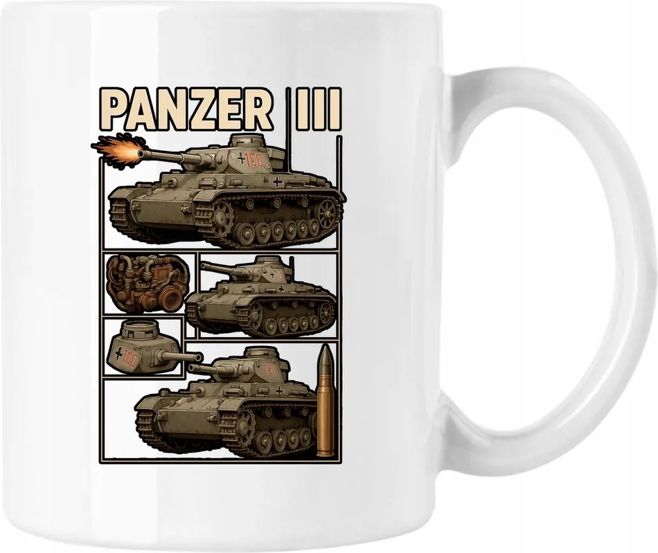 Tank bögre Panzer 3 Wehrmacht WW2 Fehér 330ml