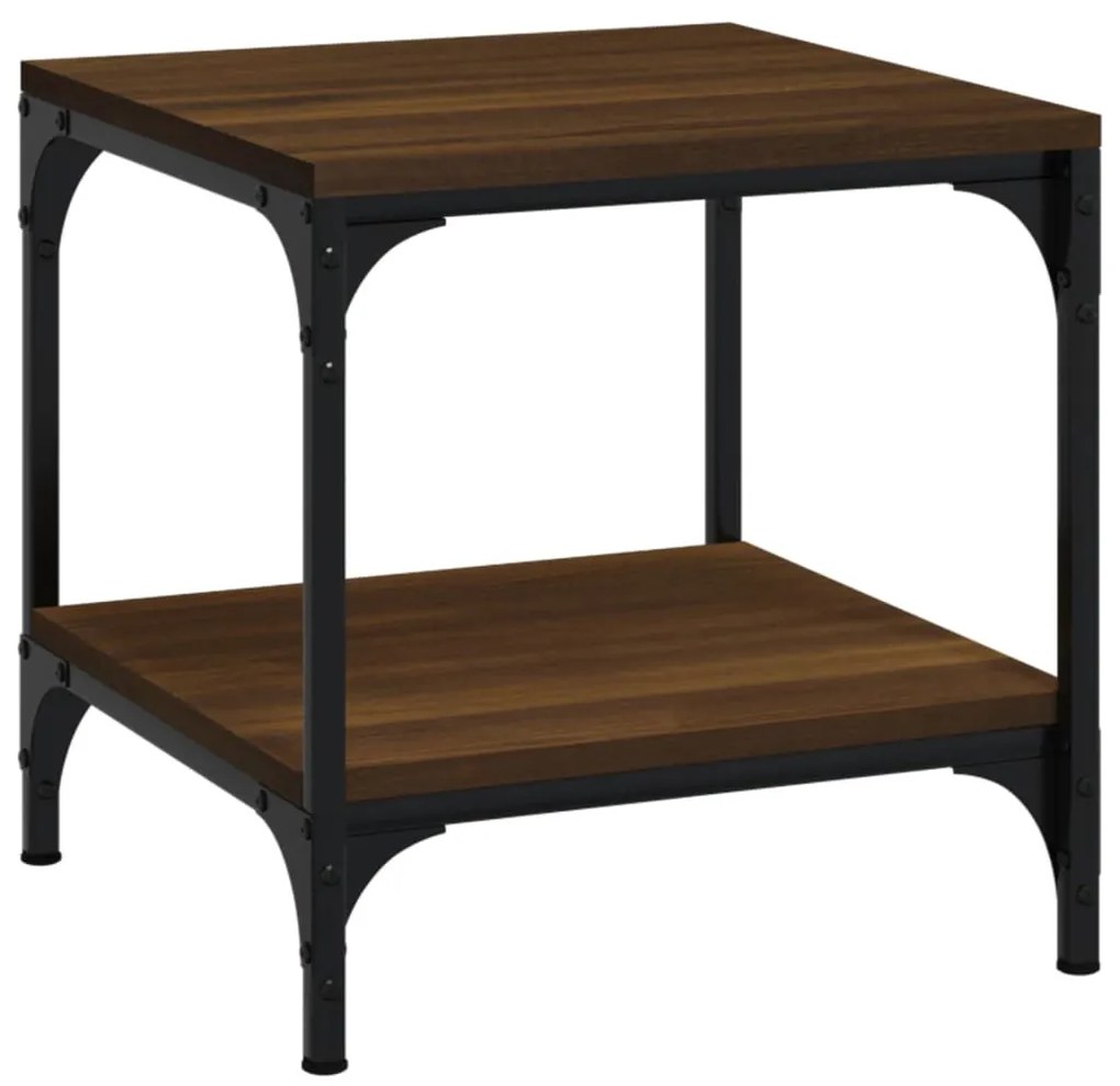 2 db barna tölgyszínű szerelt fa kisasztal 40 x 40 x 40 cm