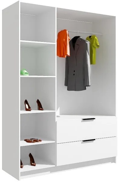 VISTA gardróbszekrény tükörrel, 150x215 cm, artisan tölgy/grafit