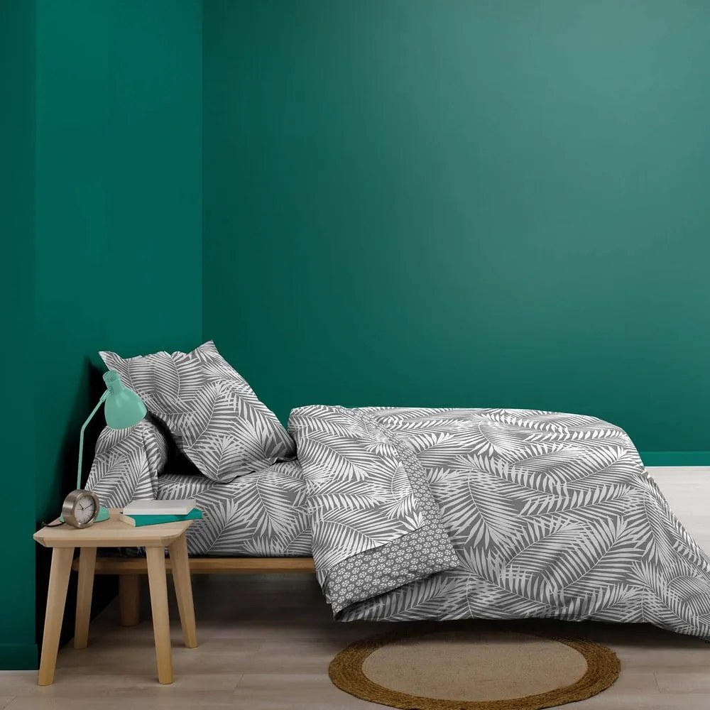 Szürke egyszemélyes pamut paplanhuzat 140x200 cm Botania – douceur d'intérieur