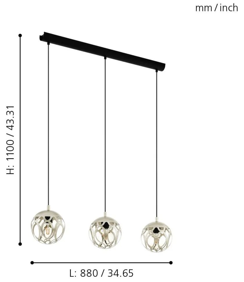 Eglo MIRTAZZA 99072 függeszték, 3x60W E27