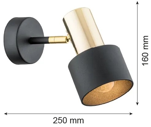 Argon 4265 - Fali spotlámpa DORIA 1xE27/15W/230V fekete/sárgaréz