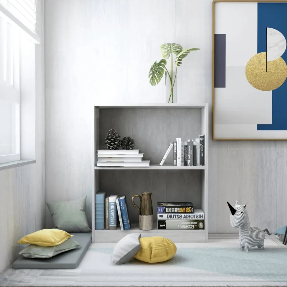 betonszürke szerelt fa könyvespolc 60 x 24 x 76 cm
