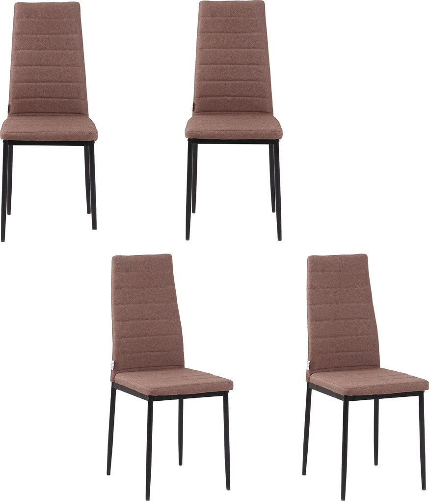 HOMCOM 4 darabos Kárpitozott Szék Szett Nappalihoz vagy Étkezőhöz, Modern Konyhai Székek, Fém és Khaki Szövet | Aosom