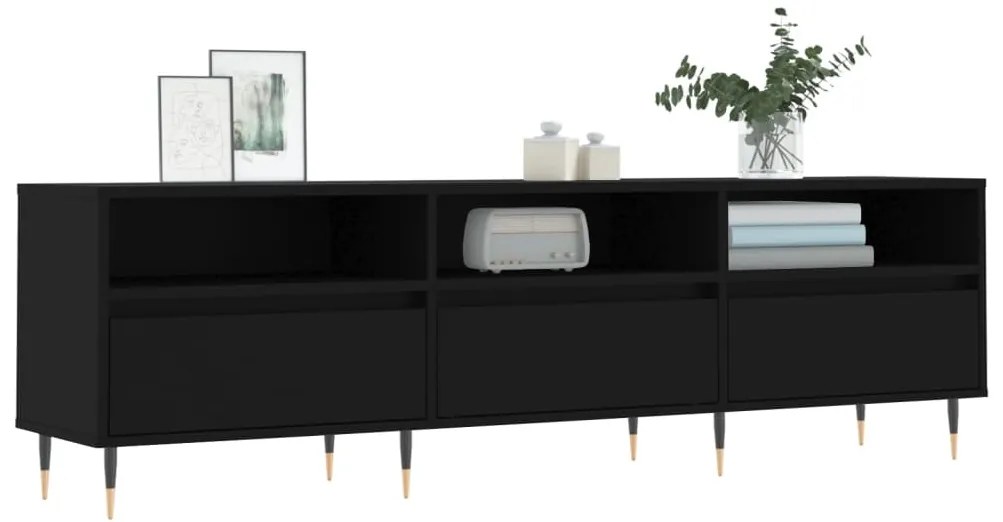 fekete szerelt fa TV-szekrény 150 x 30 x 44,5 cm