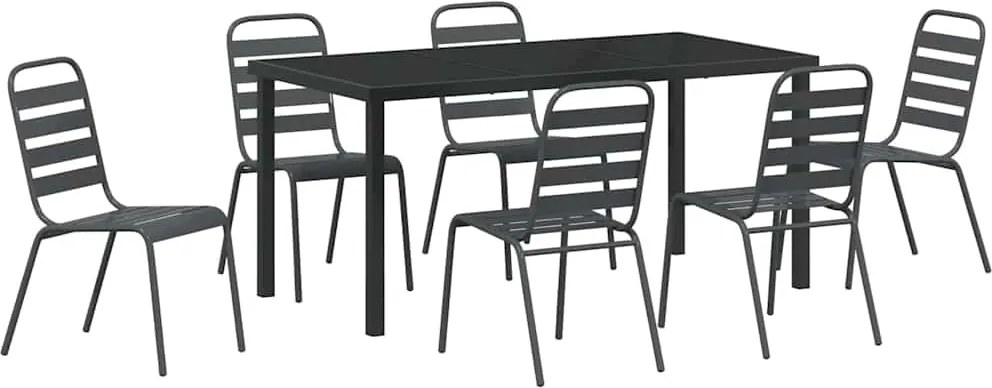 vidaXL Kert étkező szett 7 pcs Antracit Porszórt acél