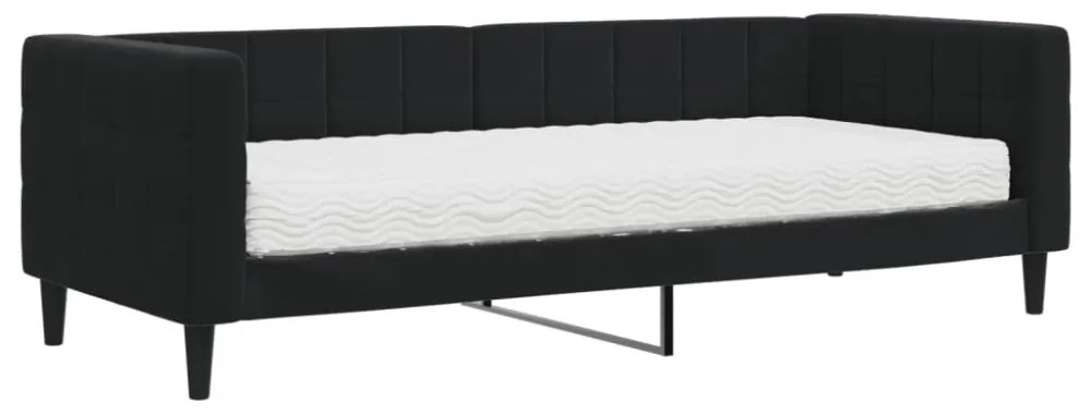 fekete bársony heverő matraccal 80 x 200 cm