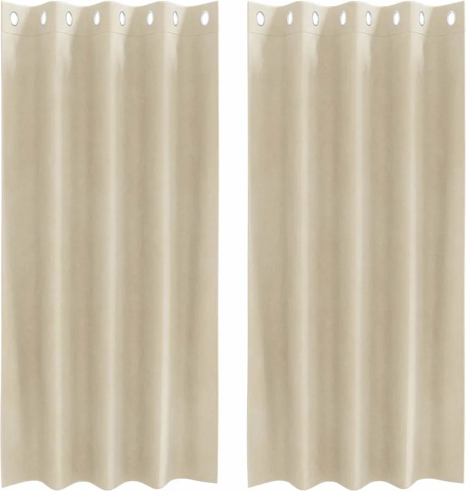 vidaXL Sötétítő függönyök 2 pcs Krém 140 x 175 cm Bársony