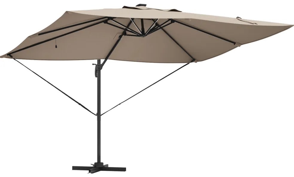 Konzolos Roma Napernyő LED-del Taupe 352x251x265 cm Alumínium