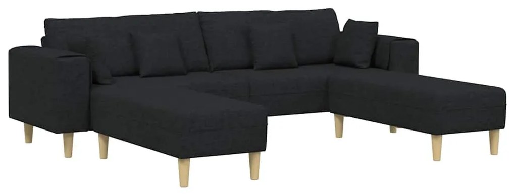 Szövet kanapé párnával 3 pcs Fekete 208 cm szövet