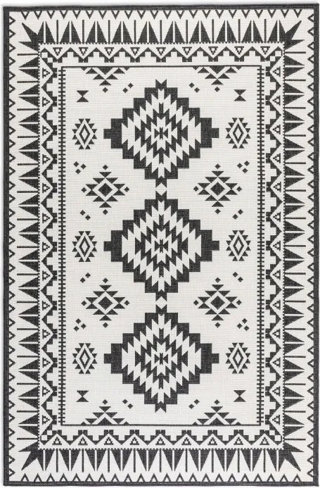 Teraszszőnyeg 200x290cm kétoldalas zsinóros,fekete-krém lapos