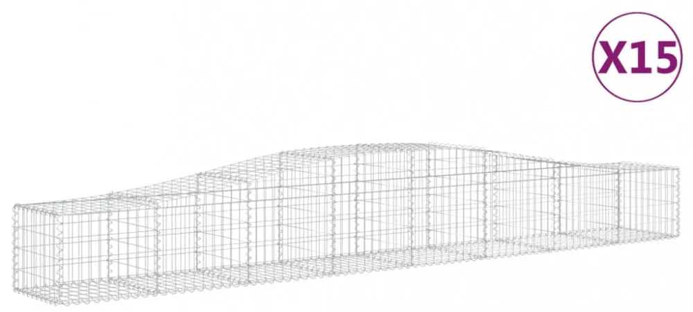 vidaXL 15 db íves horganyzott vas gabion kosár 400x50x40/60 cm