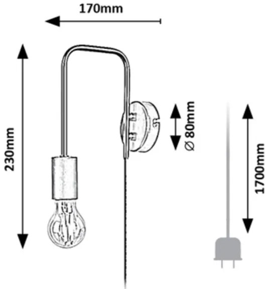 Rabalux 71022 - MANZUR fali lámpa 1xE27/40W/230V
