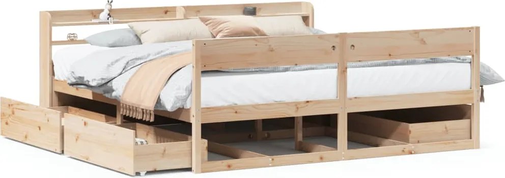 vidaXL tömör fenyőfa ágy matrac nélkül 200 x 200 cm