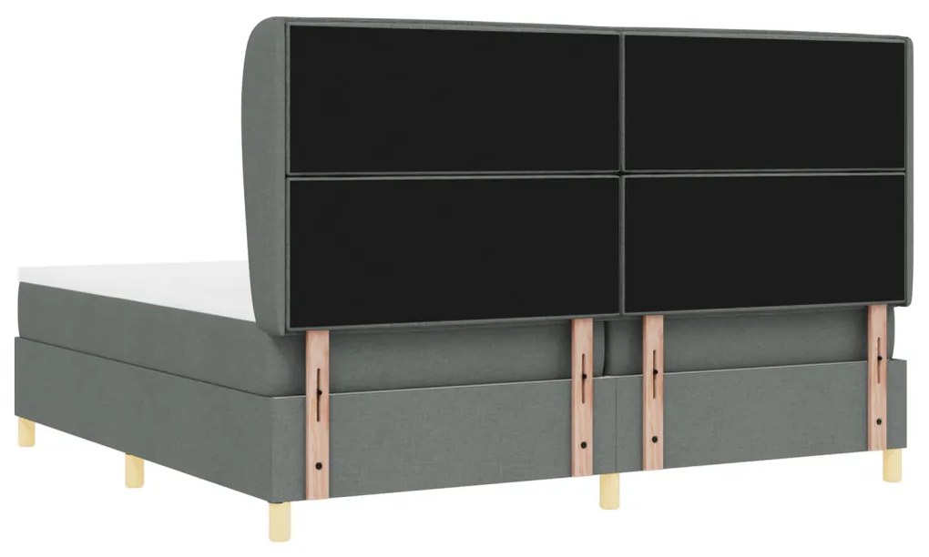 Boxspring Ágy Matrac Esernyő Szürke 200x200 cm Szövet