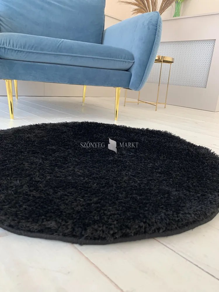 Puffy shaggy kerek szőnyeg Fekete (Black) 80x80