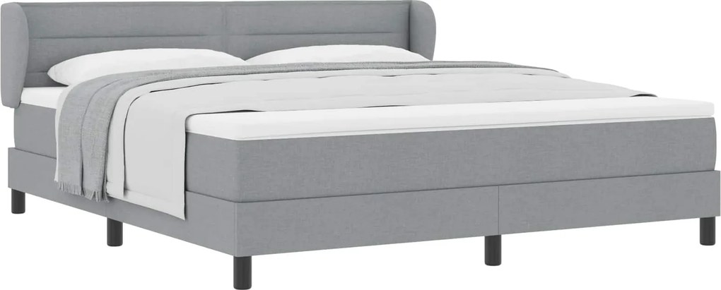 vidaXL Boxrugós ágy matracmal Világosszürke 180 x 200 cm szövet