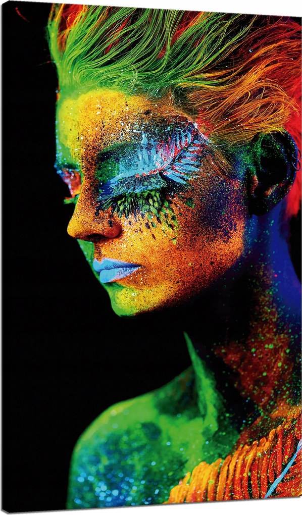 Vászonkép Színes Nő Haj Színek Festmény 70x120 cm