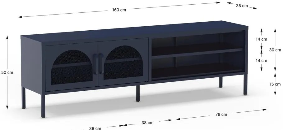 Sötétkék TV-állvány 160x50 cm Diora – Marckeric