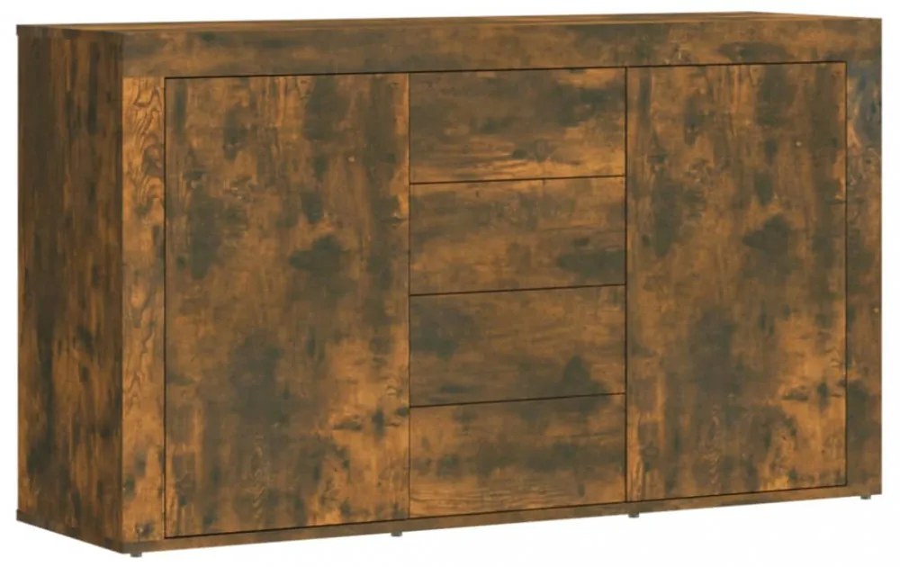 füstös tölgy színű szerelt fa tálalószekrény 120 x 36 x 69 cm