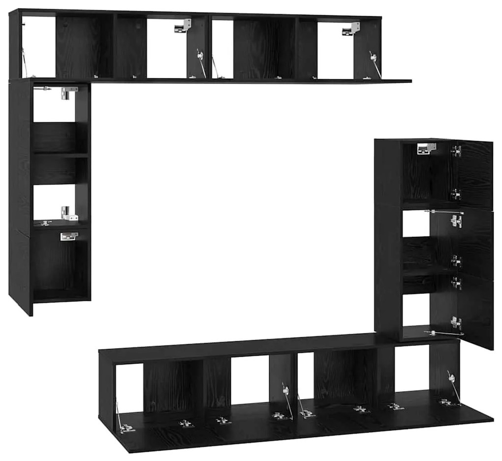 TV szekrény garnitúra 8 pcs Musta tammi 80 x 30 x 30 cm Faanyag