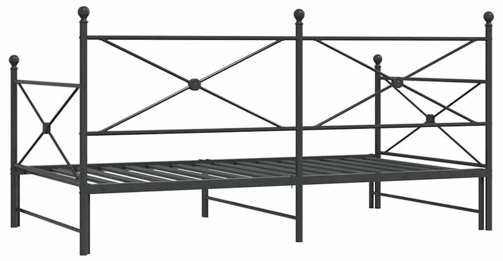 kihúzható kanapéágy matrac nélkül fekete 100x200 cm acél