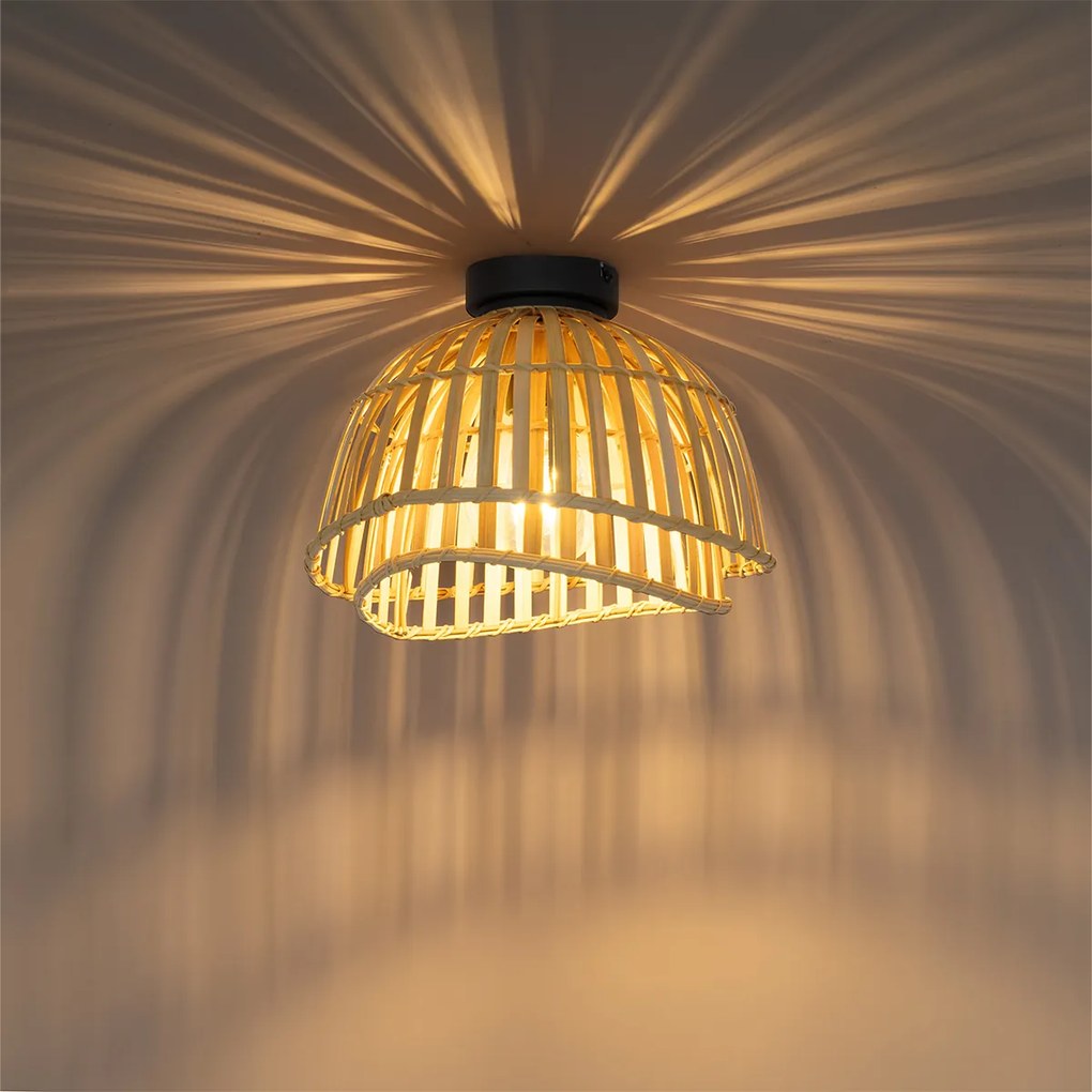 Keleti mennyezeti lámpa fekete természetes bambusszal 30 cm - Pua