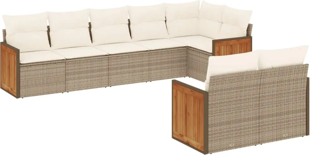 vidaXL 8 részes bézs polyrattan kerti ülőgarnitúra párnával