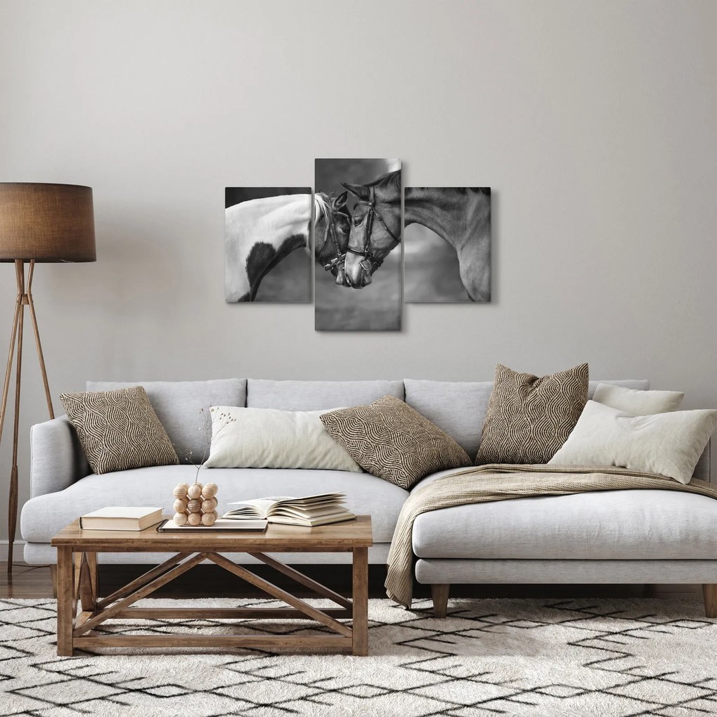 Kép - Szerelmes lovak, fekete-fehér (90x60 cm)