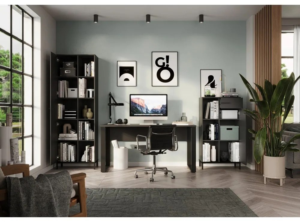 Antracitszürke könyvespolc 64x120x34 cm Rovigo – Germania