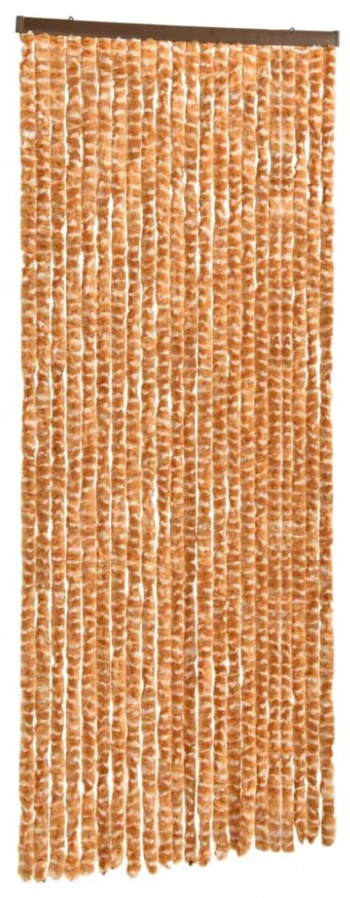 okkersárga és fehér zsenília rovarfüggöny 90 x 220 cm