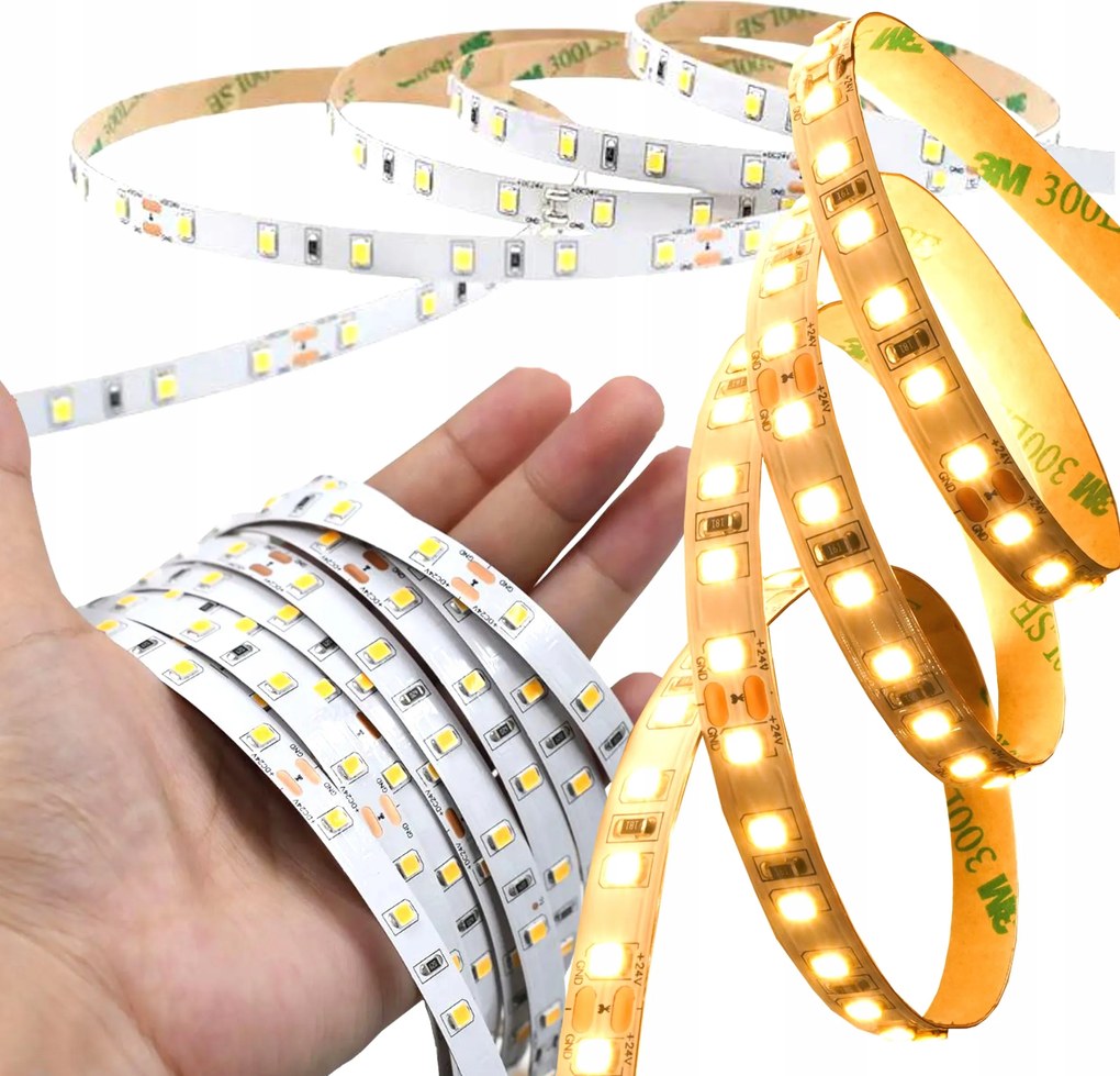 Led szalag 5m Meleg Fehér 3000K Smd 2835 688lm/m 60LED/m Erős Ragasztó