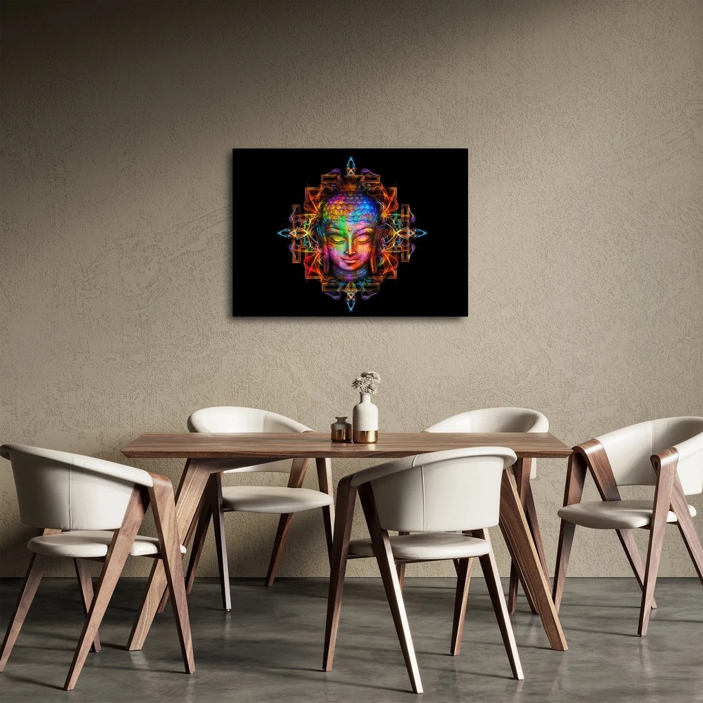 Kép - Buddha mellszobra neon színekben (70x50 cm)