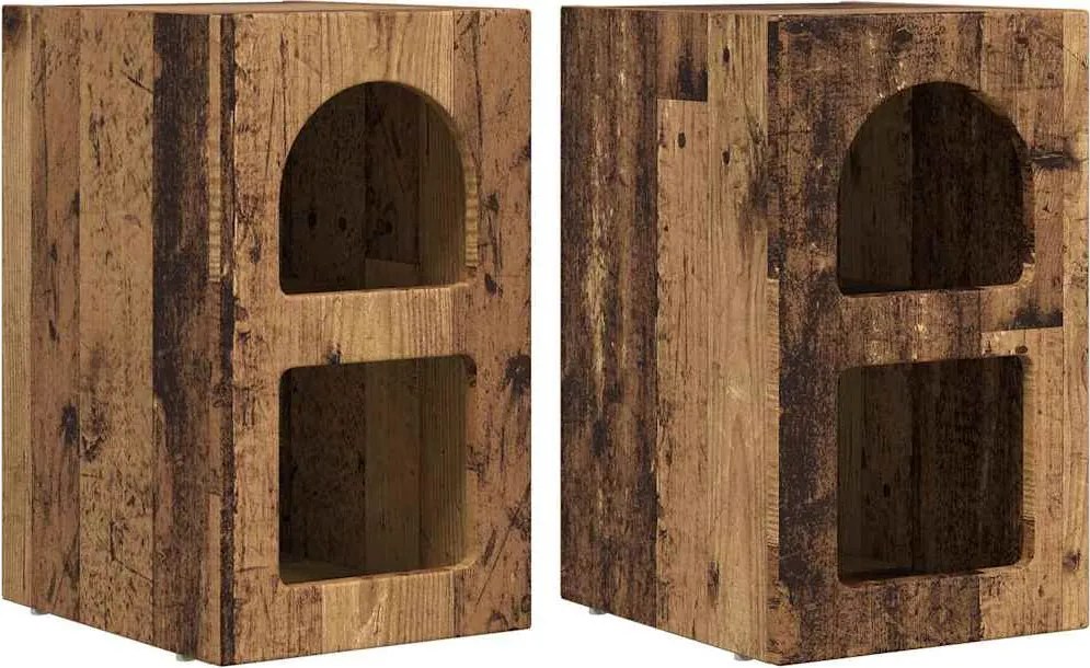vidaXL Éjjeli asztal 2 pcs Öreg fa 29,5 x 33,5 x 50 cm Faanyag