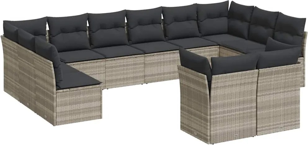 vidaXL 12 részes világosszürke polyrattan kerti ülőgarnitúra párnával
