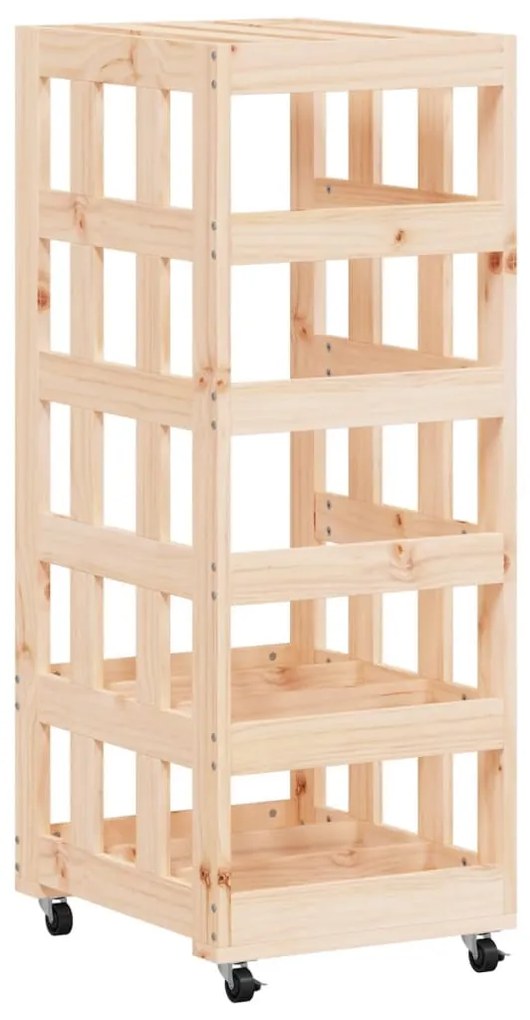 fehér tömör fenyőfa rönktároló kerekekkel 40x49x110 cm