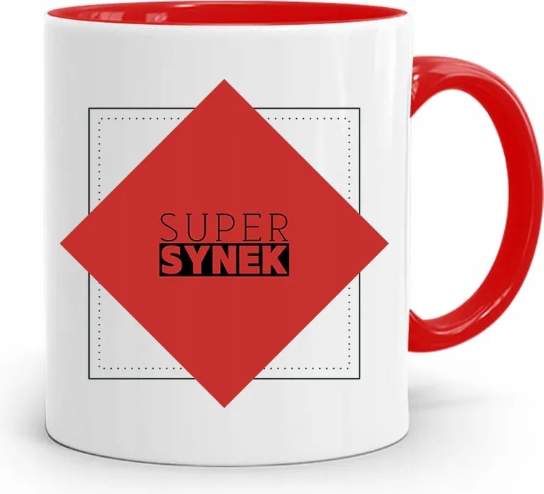 Piros Bögre Ajándék Fiúnak Szuper Fiú nyomott mintával