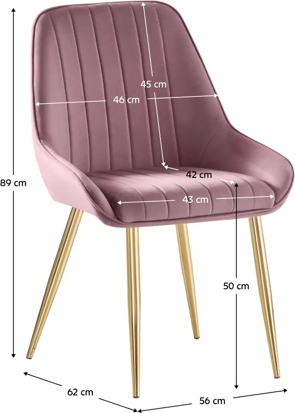 Étkezőszék, rózsaszín Velvet anyag/gold króm-arany, PERLIA