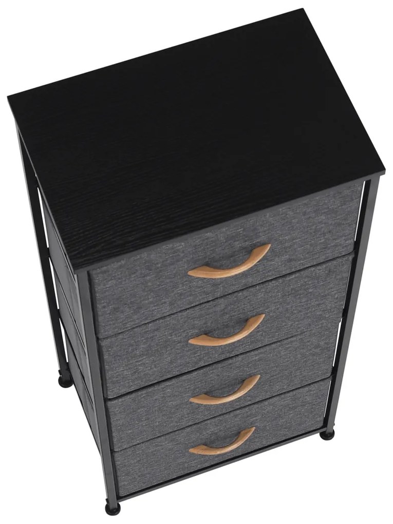 PALMERA szekrény szövet fiókokkal, fekete