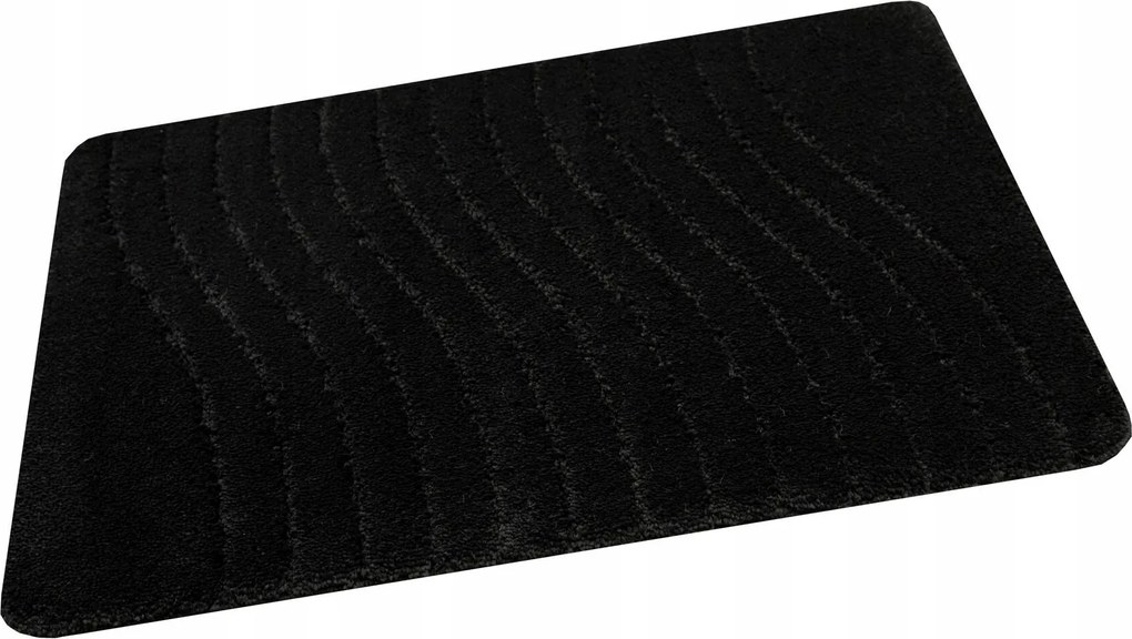 Fürdőszobaszőnyeg Wc-hez Csúszásgátló Fekete Hullámos Sara Szőnyeg 50x80 cm