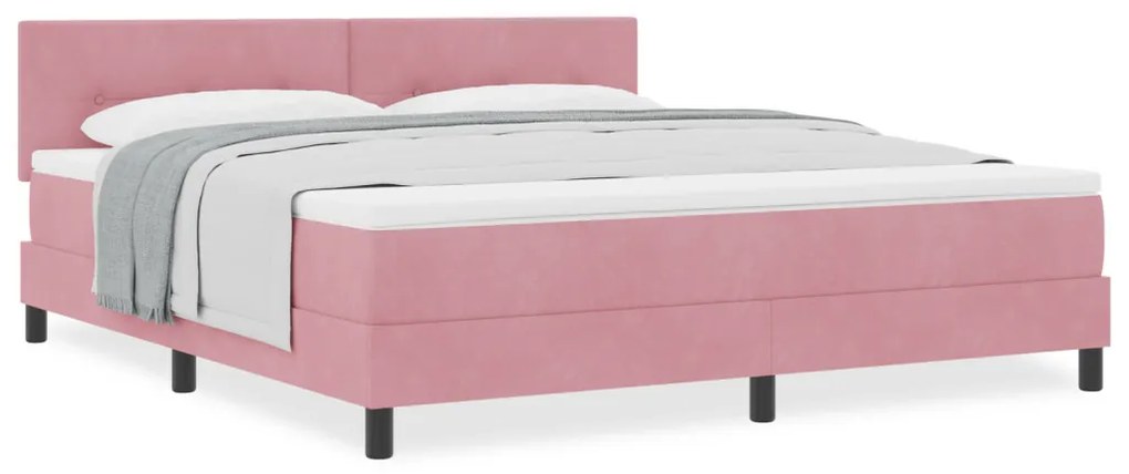 Boxspring Ágy Mattal Rózsaszín Szuper King Bársony